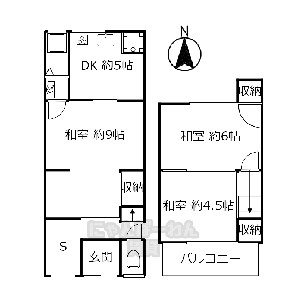 城陽市久世里ノ西170-52の戸建て3 SDKの間取り図