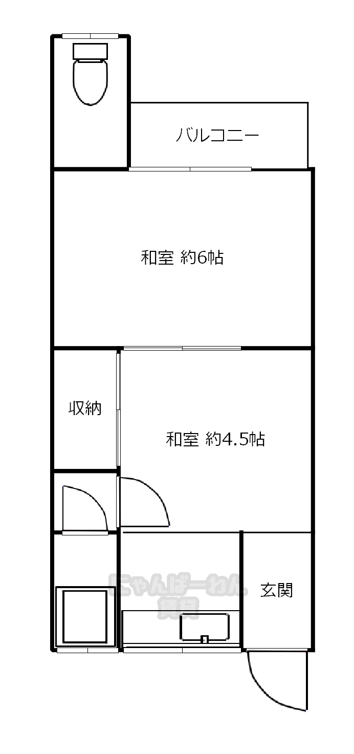 八幡市橋本栗ケ谷40-26の賃貸マンション「ワイドカレント橋本」2 Kの間取り図