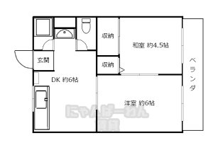 京都府八幡市男山松里 中ノ山ハイツ 27号室　2 DK　猫可！小型犬可！物件です！