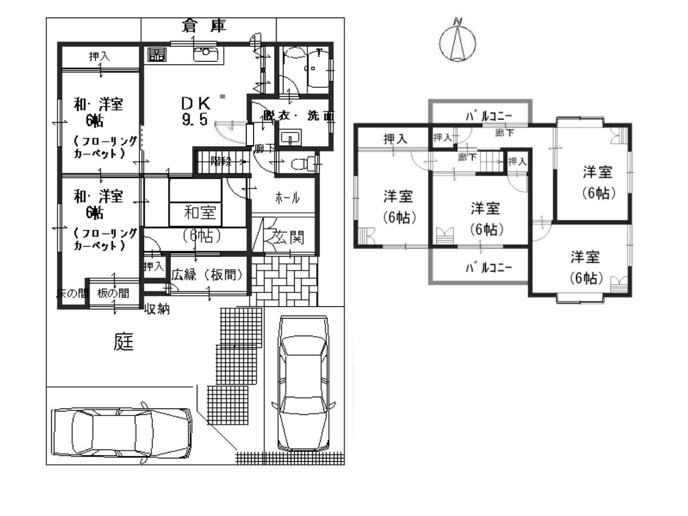 宇治市広野町尖山2-153の戸建て7 DKの間取り図