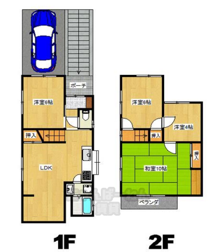 宇治市木幡御蔵山39-1028の戸建て4 LDKの間取り図