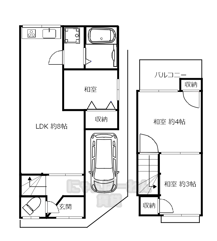 京都市伏見区石田大山町の戸建て2 SLDKの間取り図