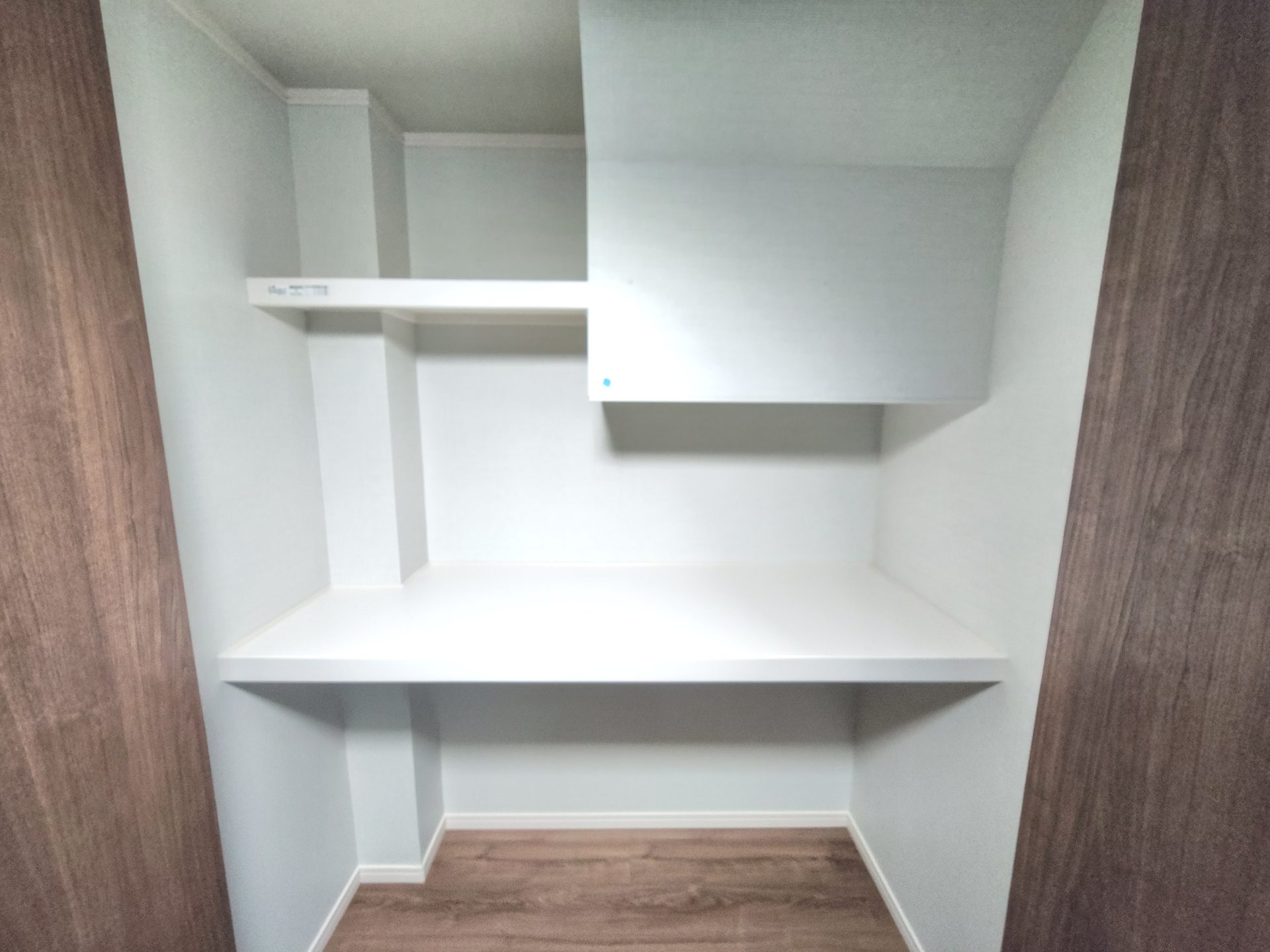 京都府京田辺市のペット可賃貸物件の棚板が設置されたクローゼット内部