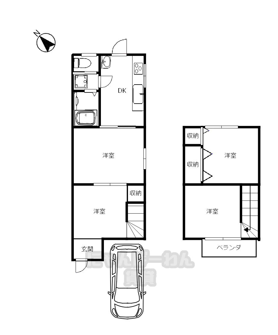 宇治市小倉町南堀池80-11の戸建て4 DKの間取り図