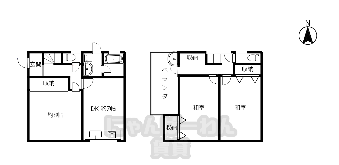 城陽市寺田今堀62-6の戸建て3 DKの間取り図
