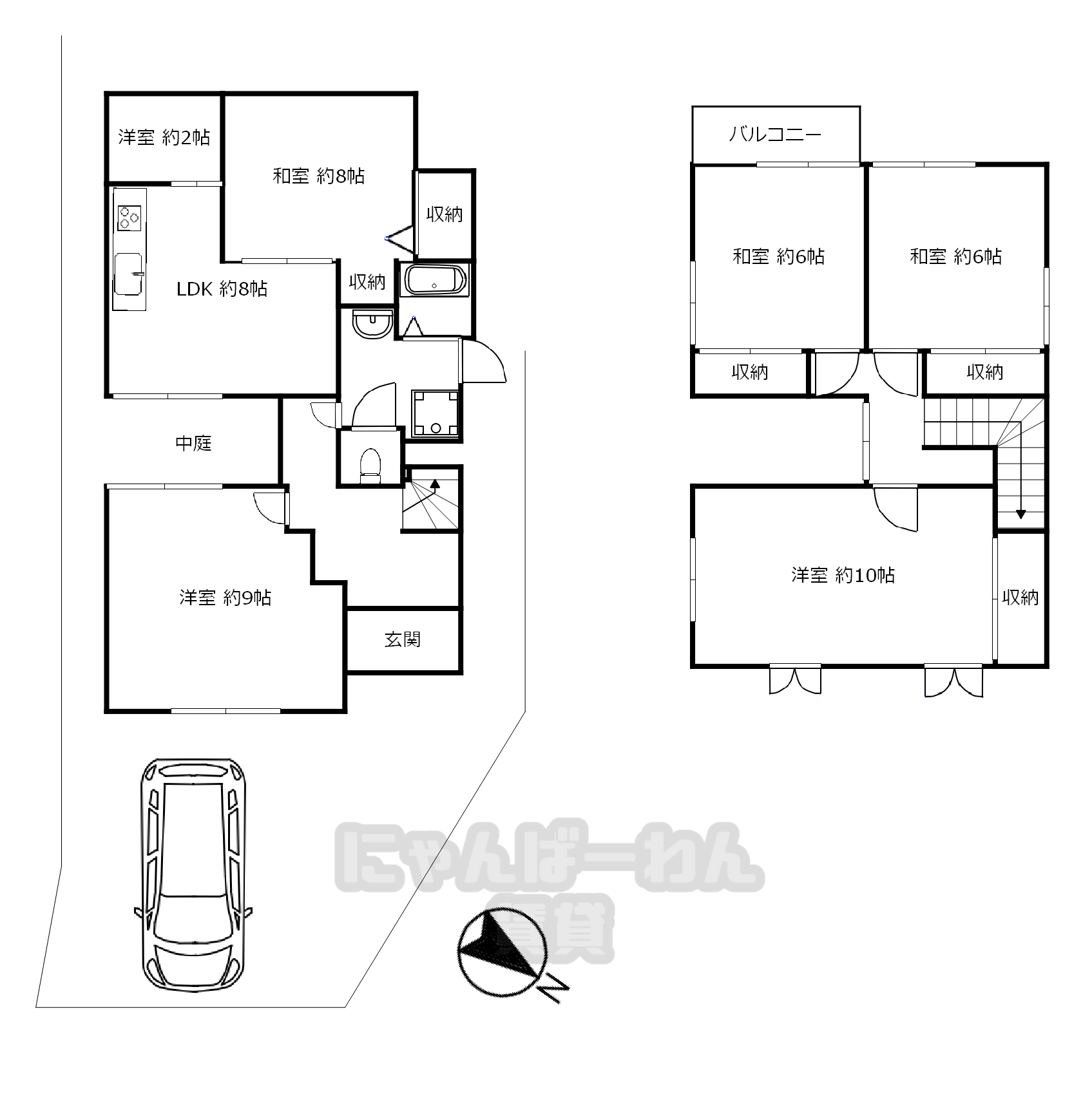 八幡市橋本狩尾1-461の戸建て5 SLDKの間取り図